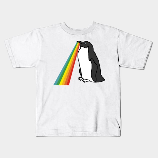 Animals with Rainbow Puke Penguin Kids T-Shirt by ellenhenryart